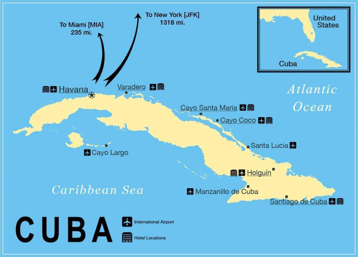 Mappa degli aeroporti di Cuba